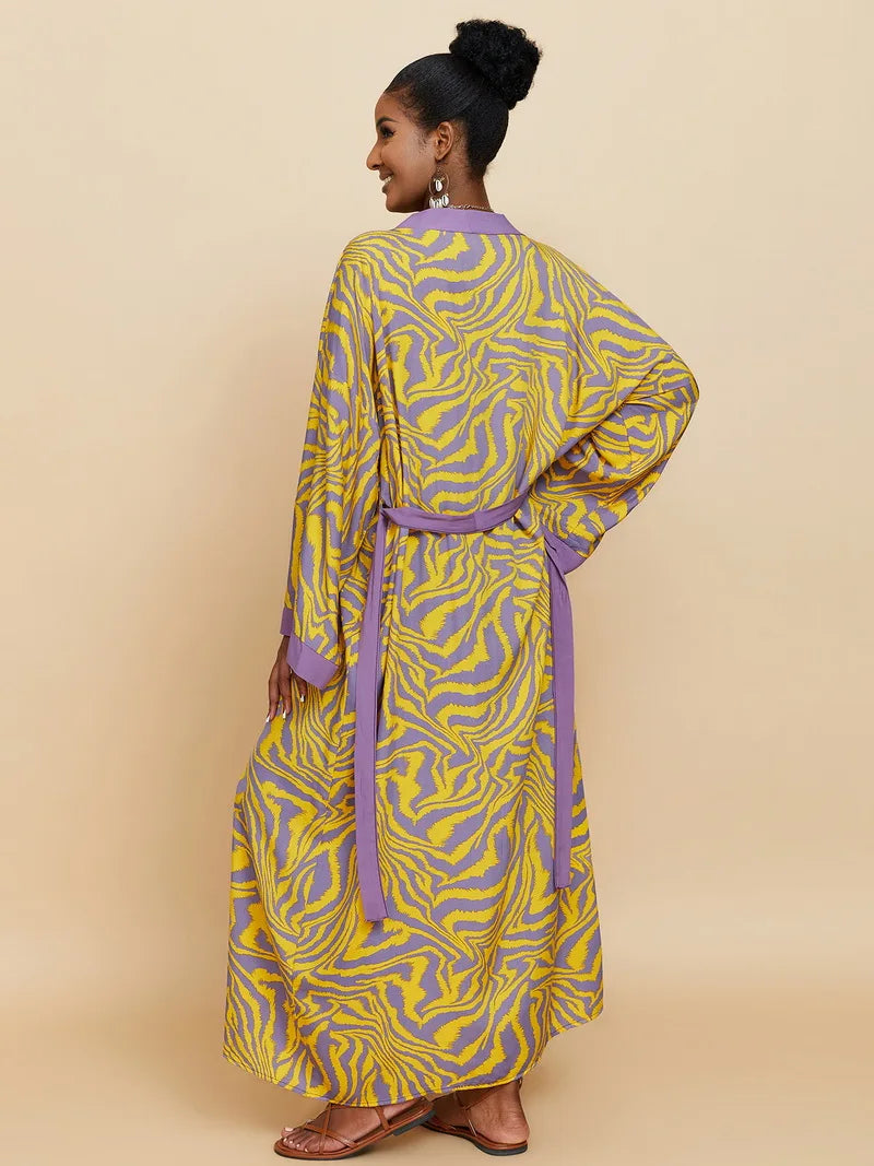 Para Praia Kimono Beach Robe Swimsuit Cover Ups Beachwear Long Flared Sleeve Dress Sarong Women Loose Cardigan Bikini Covers