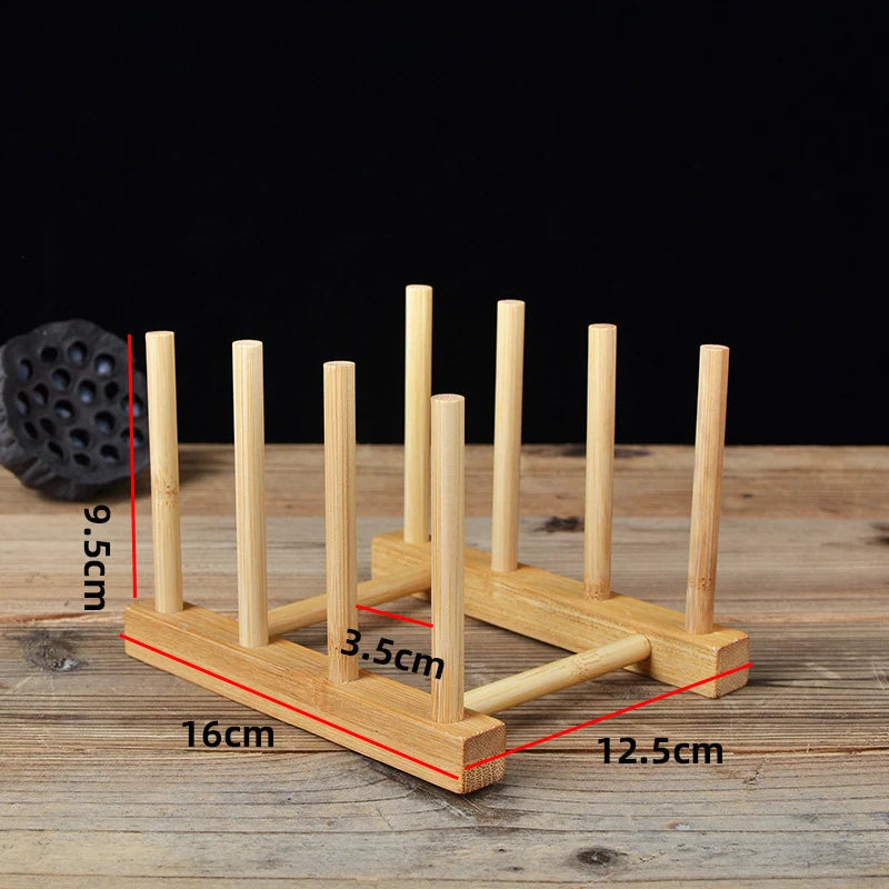 Bamboo Cups Drainer Wooden Dish Draining Rack Plates Holder Kitchen Storage Cabinet Organizer for Dish Cutting Board Pot Lid