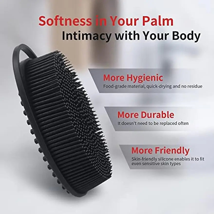 2 in 1 Soft Silicone Body Brush Wash Bath Shower Exfoliating Skin Fit For Baby Bath Shampoo Facial Massage Brush