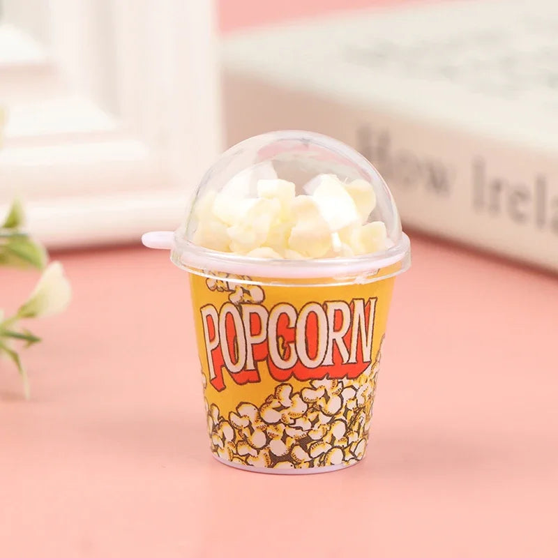 1/12 Scale Miniature Dollhouse Food Mini Popcorn Bucket for Doll House Kitchen Snack Shop Decor Kids Toys