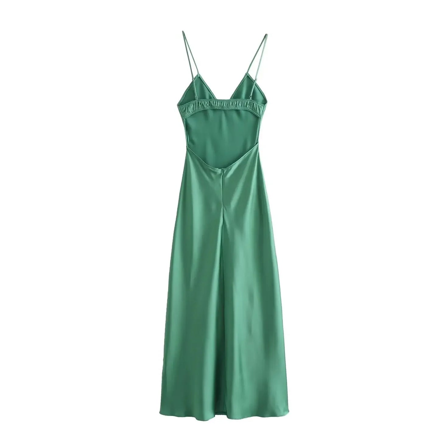 Women Fashion Summer New Sleeveless Underwear Style Backless V-Neck Sling Long Dress Chic Female French Elegance Evening