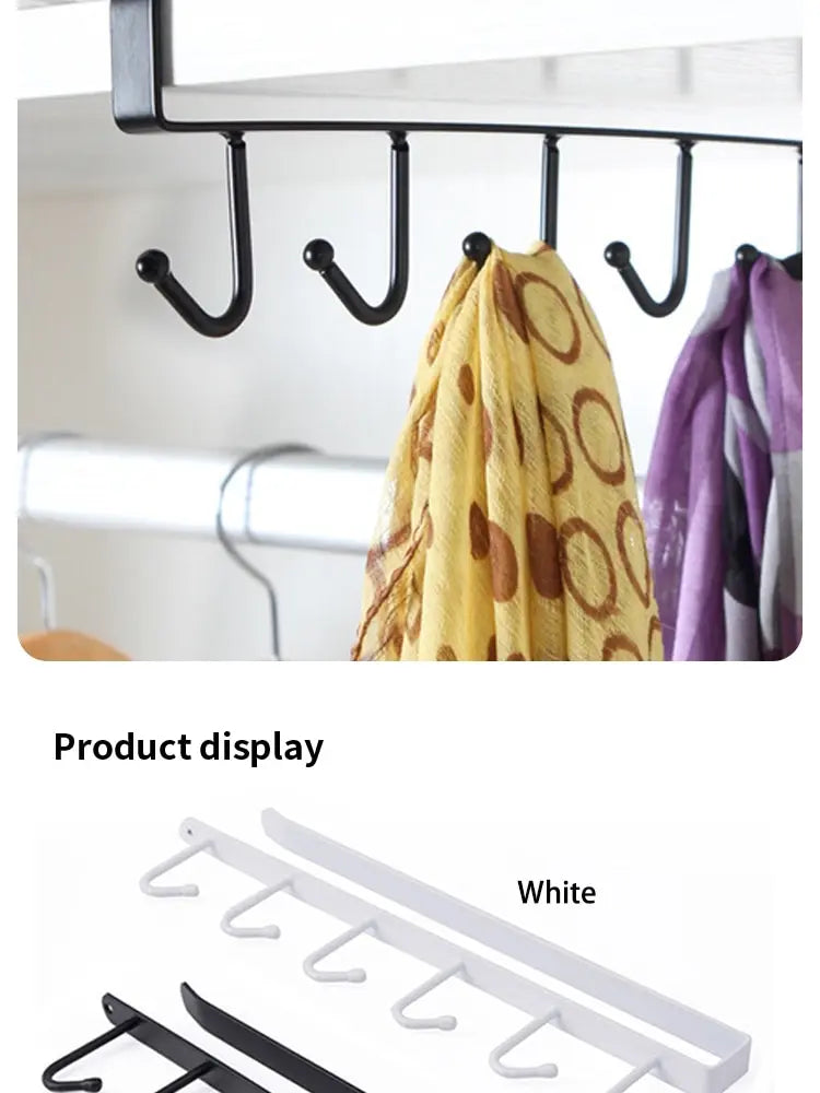 1pc 6 Hook Coffee Cup Mug Holder Black White Hooks Shelf Multifunction Kitchen Cabinet Sundries Organizer Storage Hanger