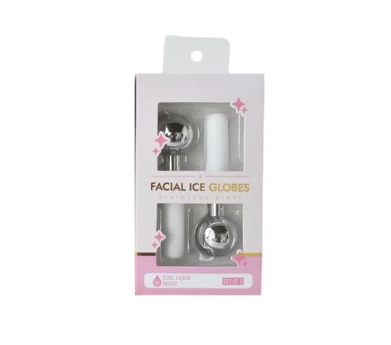 Mini 2pcs Ice Globes Stainless Steel Cryo Sticks for Face Eye Facial Cold Roller Cooling Globe for Puffiness Wrinkle Dark Circle