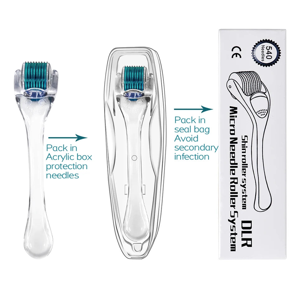 Professional 540 Needles Derma Roller Micro Face Roll Tool For Skin Facial Beauty Hair Beard Scalp Micro Needle Face Roller