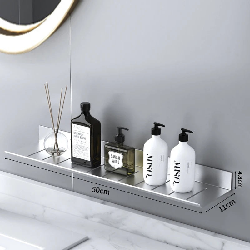 ULA Bathroom Storage Rack 30-50cm Modern Bathroom Shelves Black Silver Kitchen Wall Shelf Home Accessories