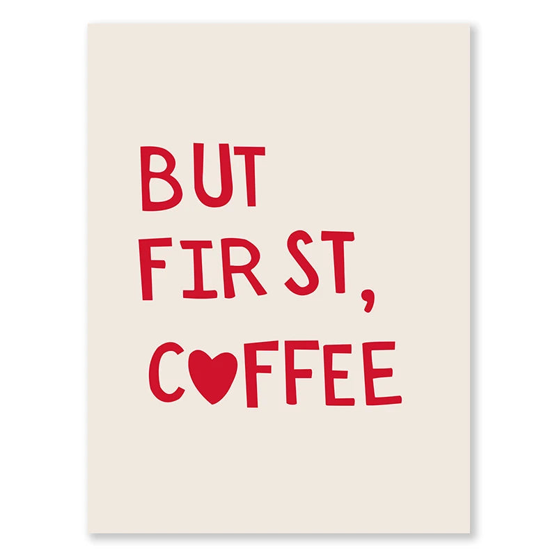 Aesthetic Kitchen Alphabet Wall Art Red Love Phrase Cute Cooking Poster New Wave Simple Canvas Painting Home Kitchen Decoration