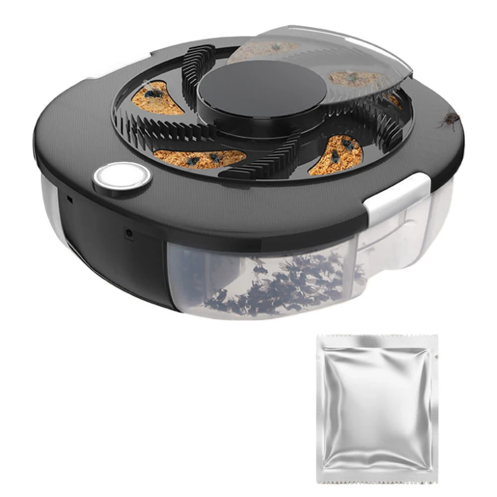 USB Electric Fly Trap with Baits Household Fly Catcher Quiet Gnat Flying Insect Trap for Indoor Home Kitchen Garden