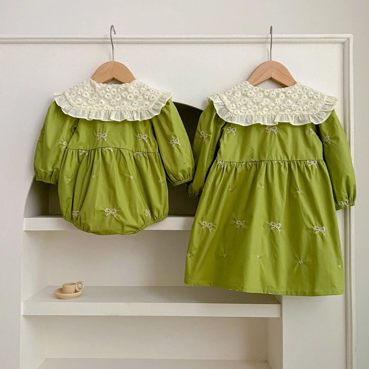 1-6Y Baby Girl Clothing Lace Autumn Casual Dresses Children Fashion Embroidery Sweet Princess Dress Long Sleeve Kids Party Dress