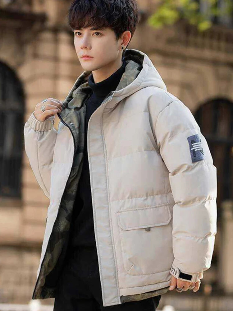 New Winter Men's Jackets Tide Korean Parkas Trend of Padded Thickened Bread Clothing Warm Couples Wear Cotton Coat