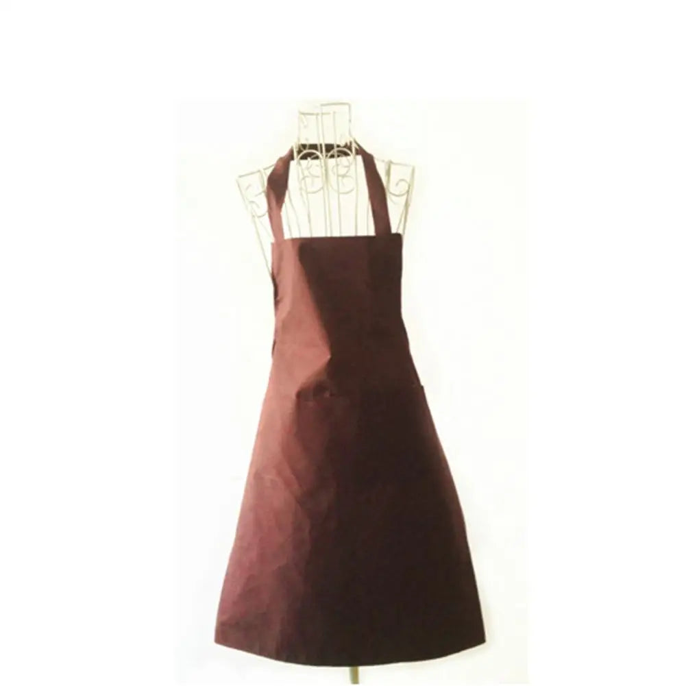 Polyester+ Cotton Blend Sleeveless Apron Black Red Coffee Orange Anti-wear Cooking Kitchen Bib Women Men Aprons With Big Pocket