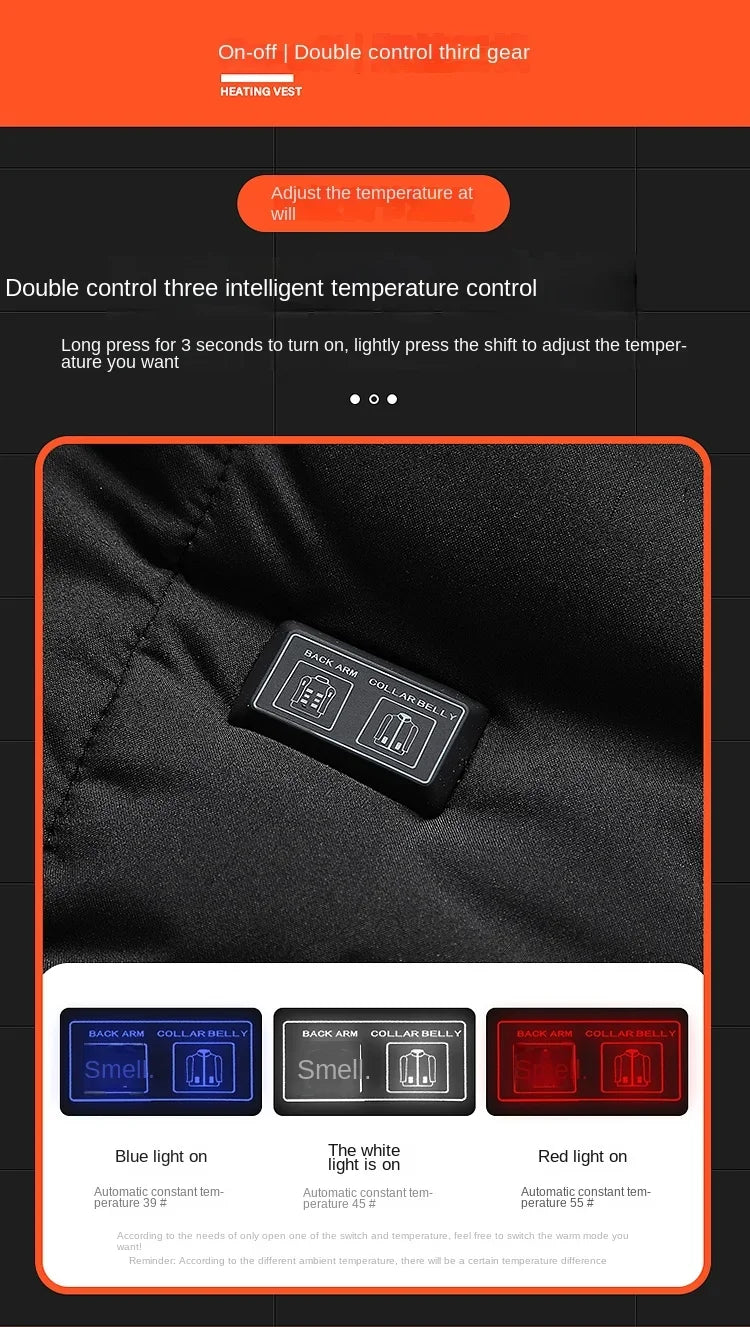11 Zone Heating Jacket Vest Men Electric Heating Padded Jacket Usb Heating Clothes Outdoor Women Cold-proof Warm Ski Down Jacket