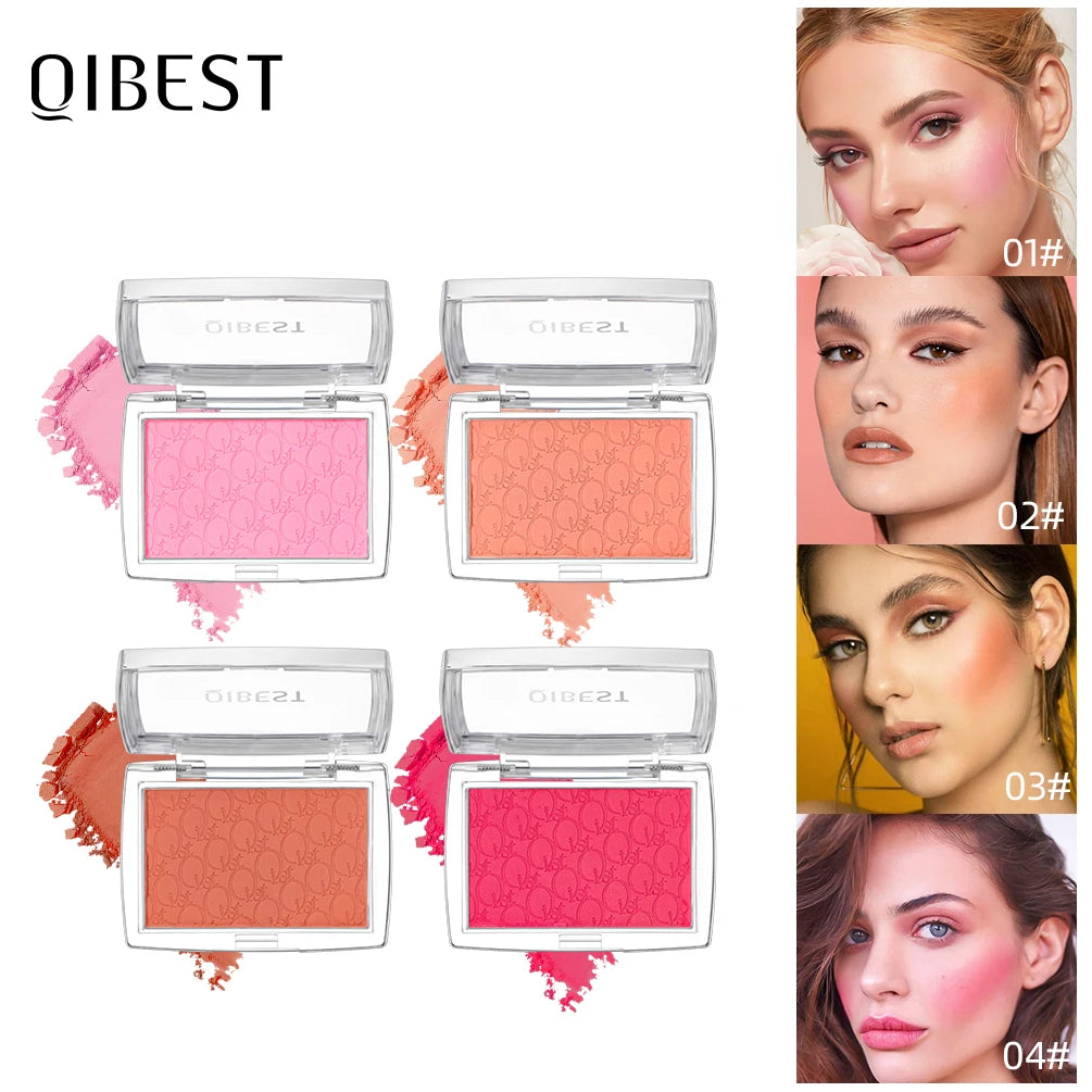 QIBEST Natural Cream Blush Palette Makeup Long-Lasting High Pigment Face Blusher Powder Facial Cheek Tint Rouge Women Cosmetics