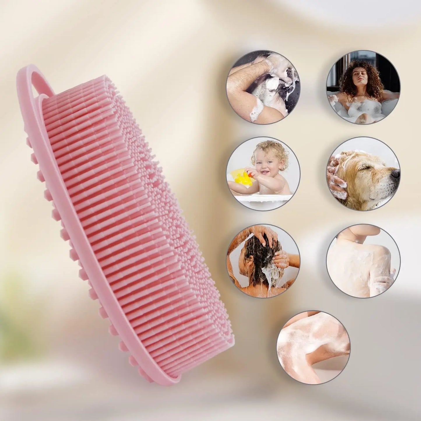 2 in 1 Soft Silicone Body Brush Wash Bath Shower Exfoliating Skin Fit For Baby Bath Shampoo Facial Massage Brush