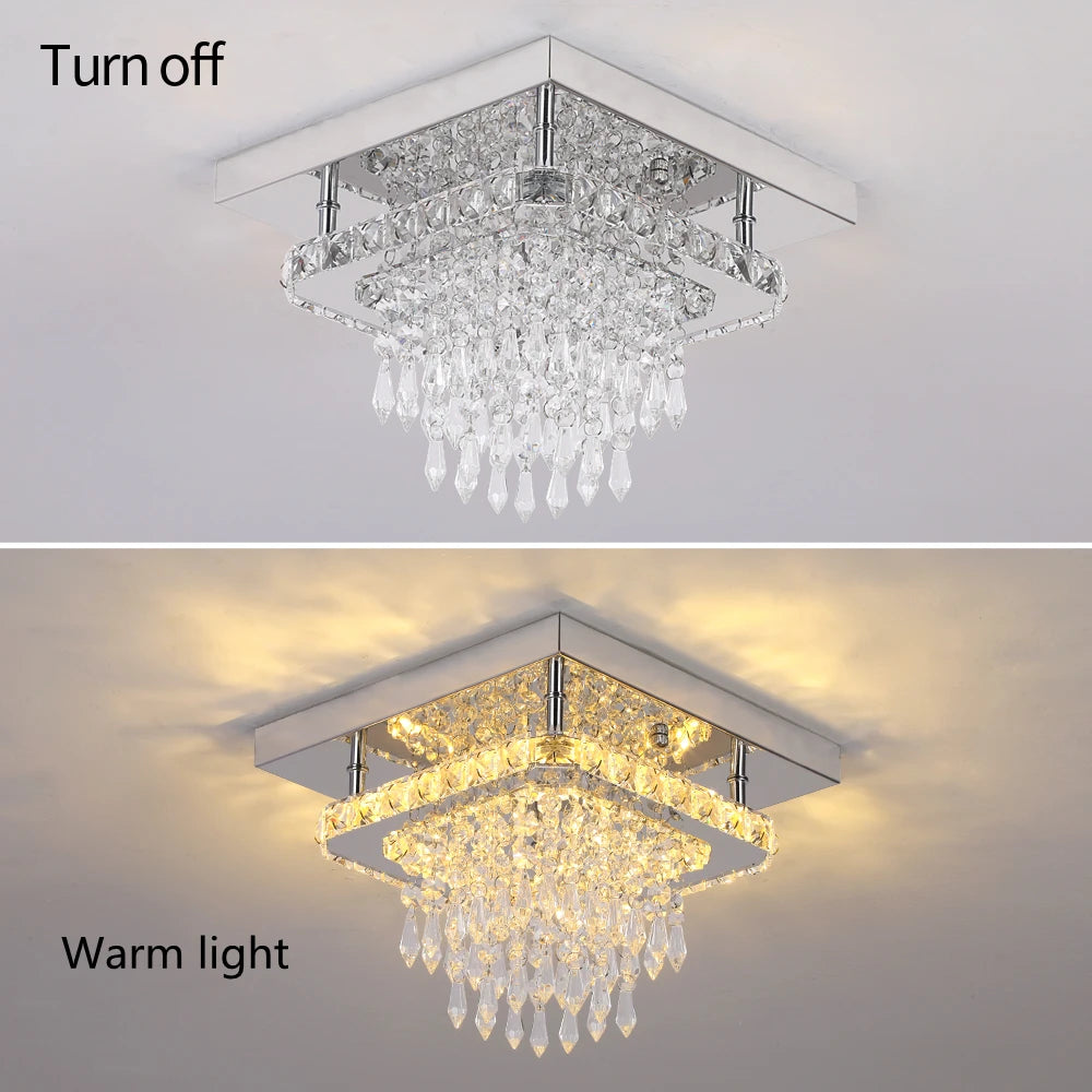 Modern K9 Crystal Chandelier Led For Dining Room Stainless Steel Ceiling Lamp Light Fixture Kitchen Lustres Luminaire Pendant