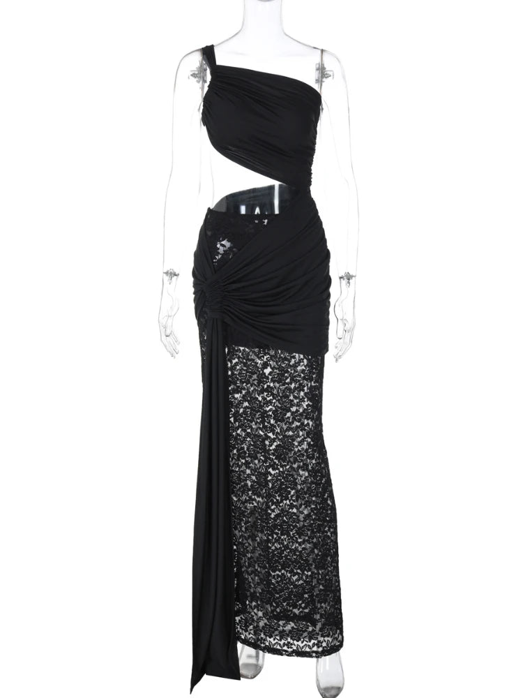 Trendix Sexy Lace Vacation Beach Dress Women 2025 Summer Hollow Out Sleeveless Maxi Dresses Off Shoulder Elegant Slim Long Dress