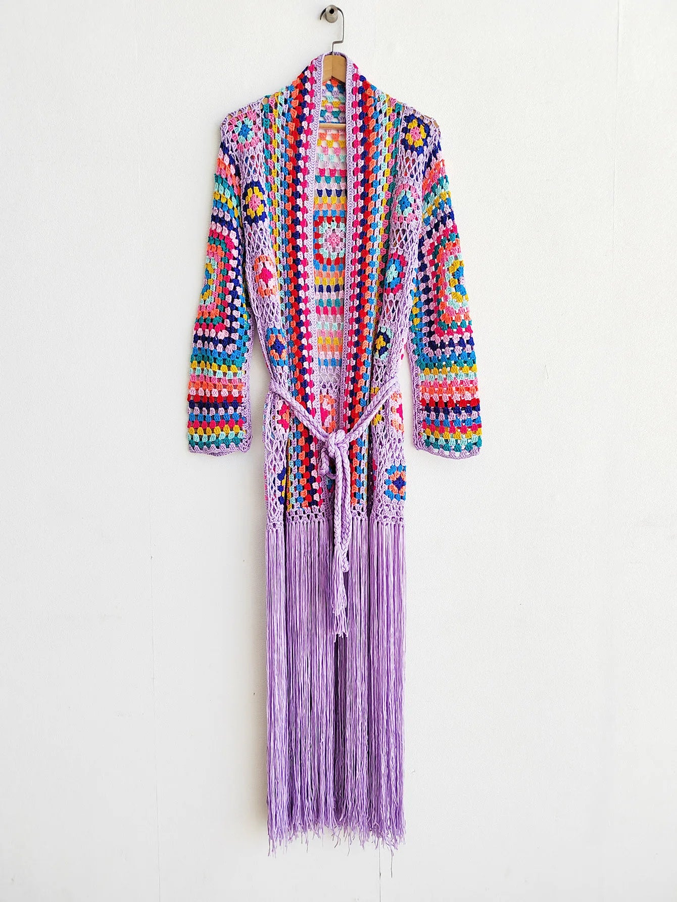 Crochet Knitted Women Cardigan Cover Ups Tassel Plaid Long Coat Bohemian 2023 Summer Beach Bikini Covers Sexy Hook Vestidos