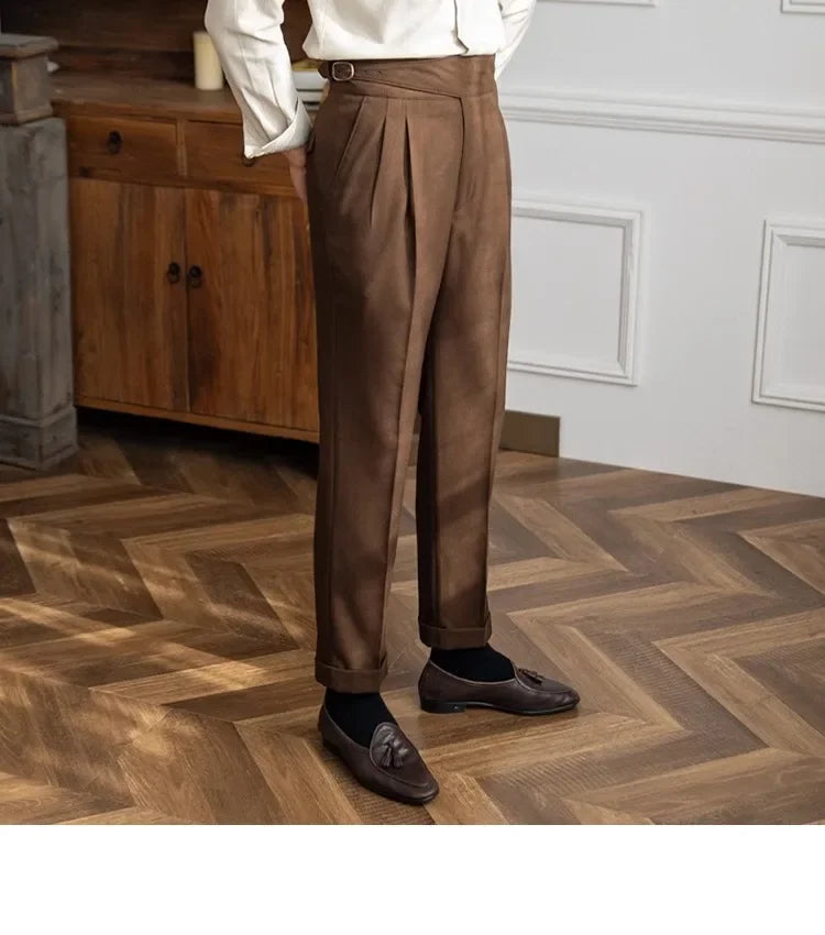 2023 Autumn/winter New Italian Style High-waisted Straight-leg Long Pants Casual Versatile Trousers For British Men