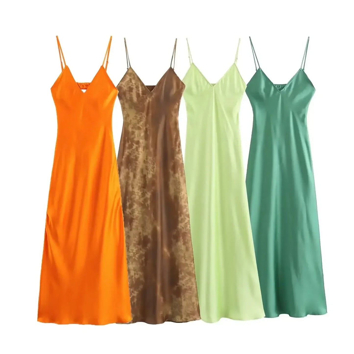 Women Fashion Summer New Sleeveless Underwear Style Backless V-Neck Sling Long Dress Chic Female French Elegance Evening