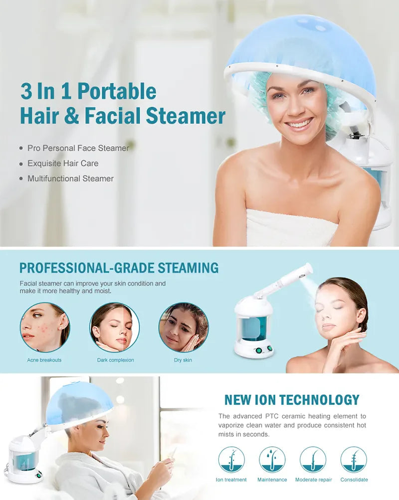 Professional SkinCare Hot Hair Face Facial Steamer Cleansing Ozone Vapor Vaporizer Nano Mist Sprayer Humidifier Steam Machine