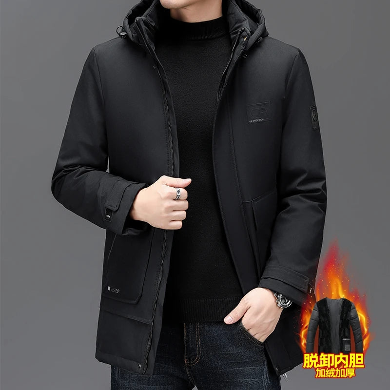 Men's Clothing Top Quality Brand Hooded Casual Fashion Long Thicken Outwear Parkas Jackets Winter Windbreaker Coats New Parkas