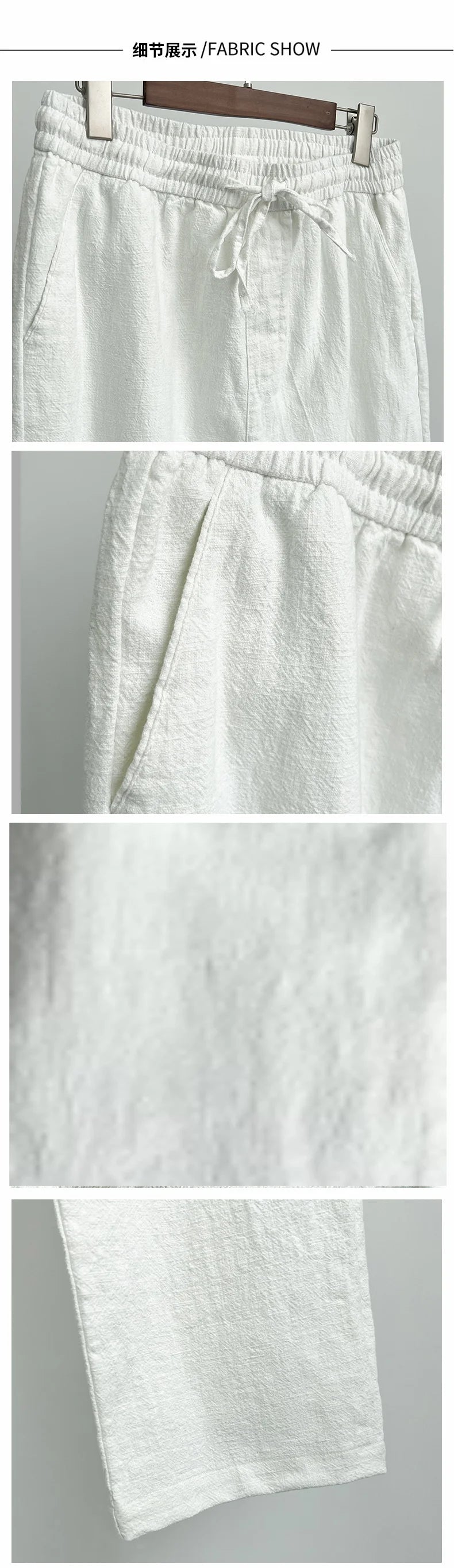 Men's summer cotton and linen loose straight wide-leg pants, casual sports linen long pants, jogging and fitness sportswear