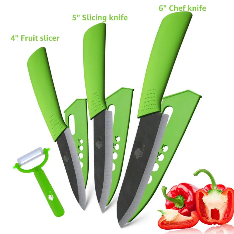 Ceramic Knife Kitchen Knives Set 3 4 5 6inch Chef Knife Utility Slicing Cutter Fruit Vegetable Baby Food Paring Anti-slip Handle