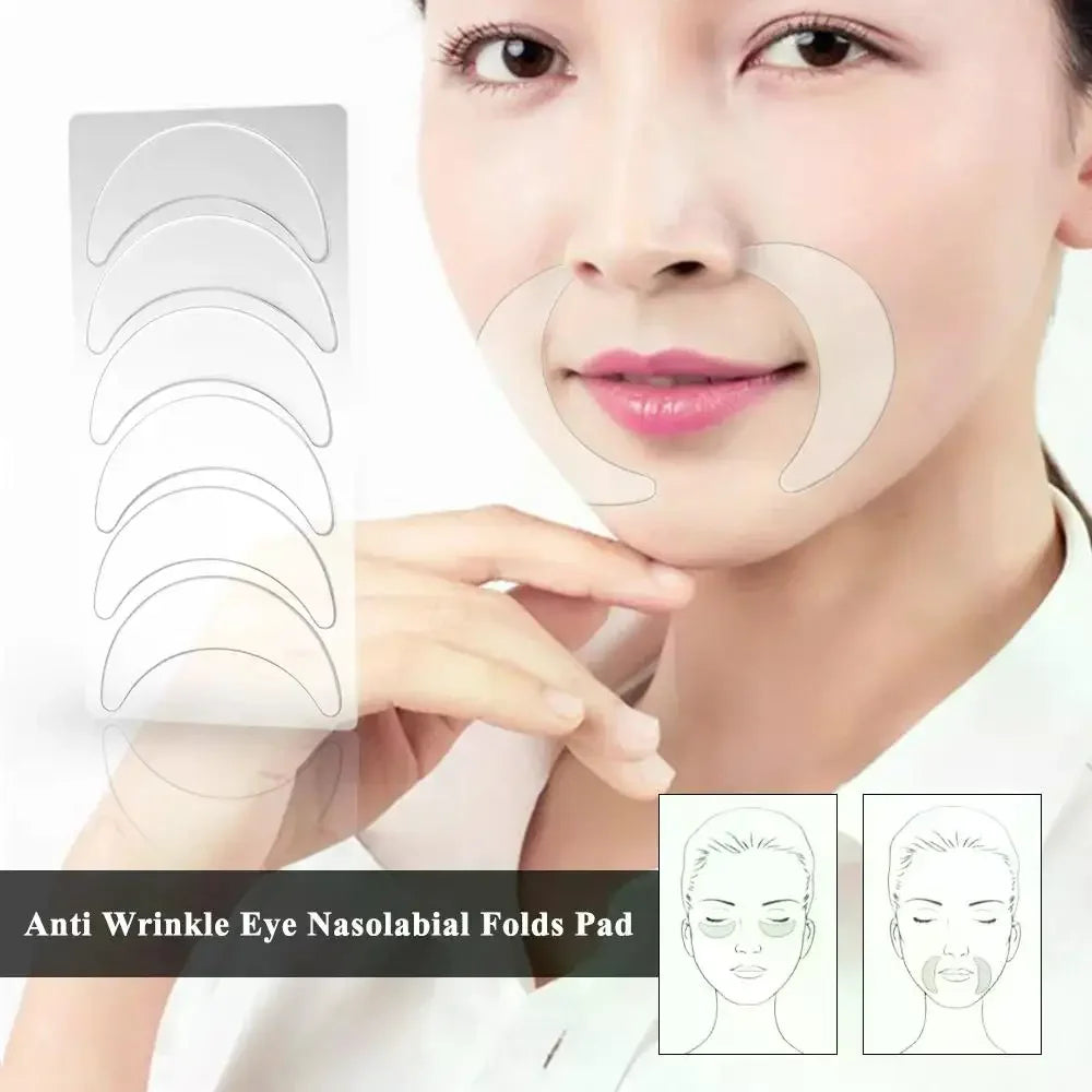 Reusable Silicone Wrinkle Removal Sticker Facial Lifting Strips Set Forehead Neck Line Remover Eye Patches Anti Aging Skin Pads