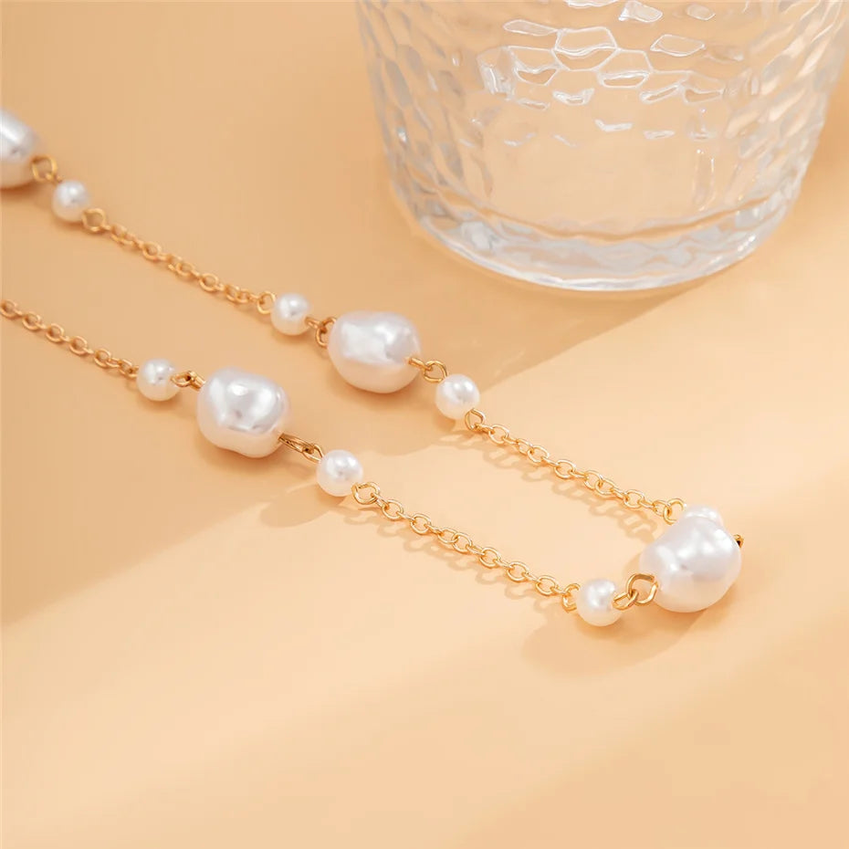 Ingemark Sexy Imitation Pearl Waist Belly Belt Chain for Women Summer Beach Bikini Boho Vacation Body Jewelry Y2K Accessories