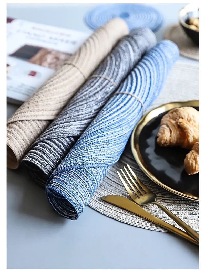 1pcs Round Table Mat Woven Ramie Placemats Anti Slip Dining Table Mats Non-Slip Tableware Bowl Pads Kitchen Drink Cup Coasters