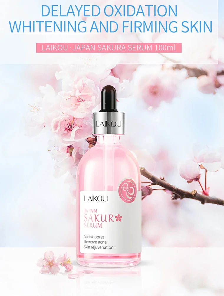 LAIKOU Cherry Blossom or Rose Essence Solution Moisturizing Facial Care Brighten Tighten Hydrating Repair Soothe Soften 100ml