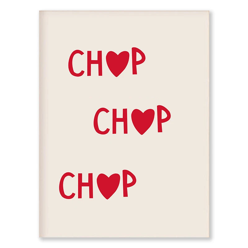 Aesthetic Kitchen Alphabet Wall Art Red Love Phrase Cute Cooking Poster New Wave Simple Canvas Painting Home Kitchen Decoration