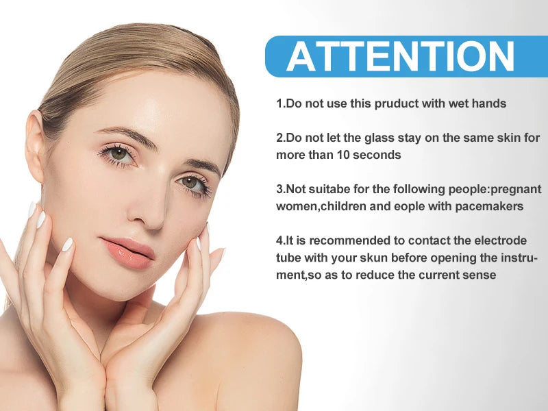 High Frequency Facial Wand Y Type Electrode Neck Jawline Violet Argon Acne Oily Red Neon Sensitive Dry Aged Skin Care Massage