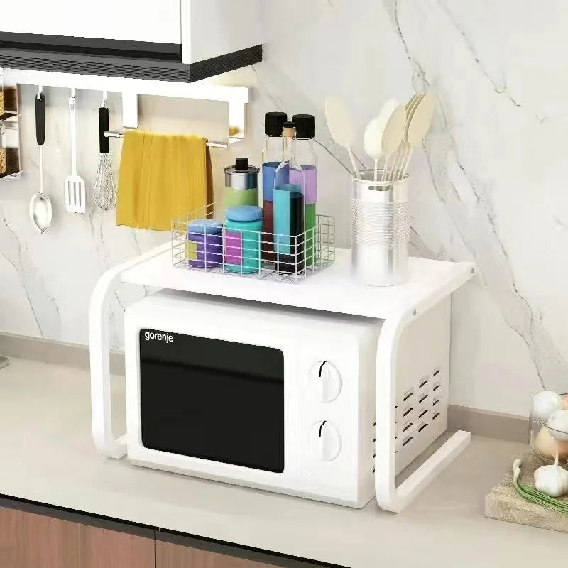 Scalable Microwave Oven Rack Adjustable Detachable Metal Holder Kitchen Storage Thickened Household Storage Racks