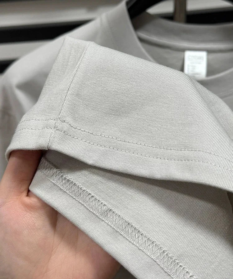 100% pure cotton new high-end brand men's round neck short sleeved T-shirt summer fashion dog embroidery Korean loose design top