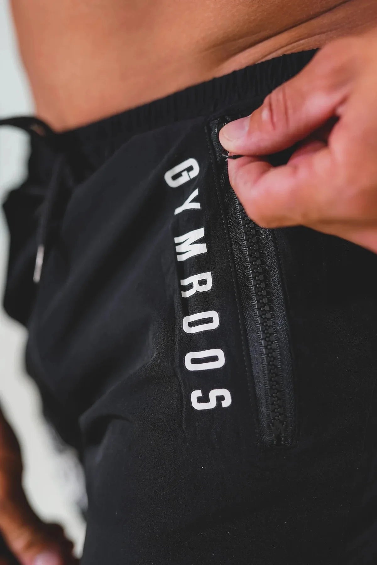 Sports Woven Quick Drying Three-Point Shorts Men's Fitness Tide Brand Slim Zipper Pocket Tide Brand Running Training Pants