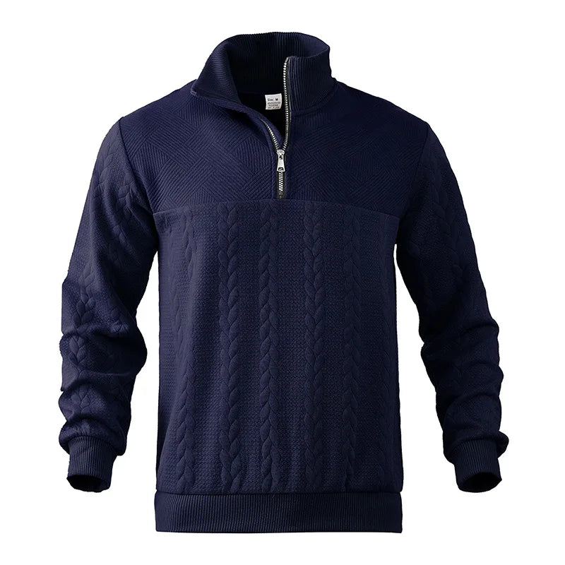 2024 New Knit Sweatshirts Men Fashion Half Zipper Stand Collar Casual Hoodies Male Patchwork Sport Knitted Hoodie Sweatshirt Man