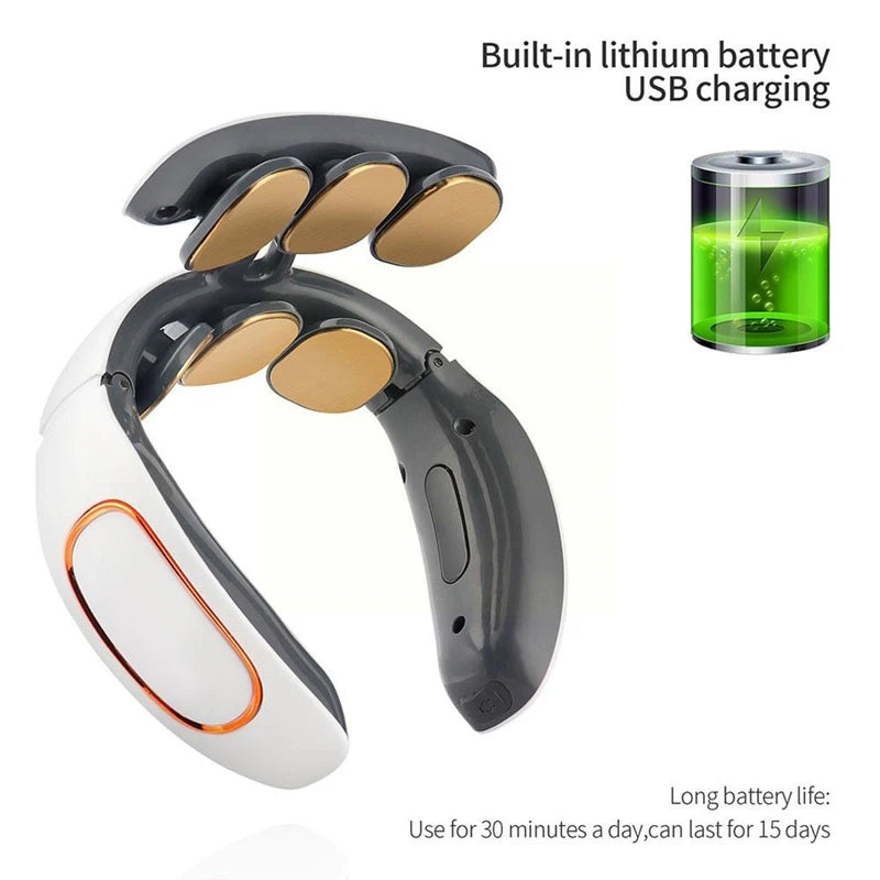 Pulse Neck Massager Heat Pain Relief Cordless Intelligent Deep Tissue Trigger Point Massage Shoulder Cervical Massager