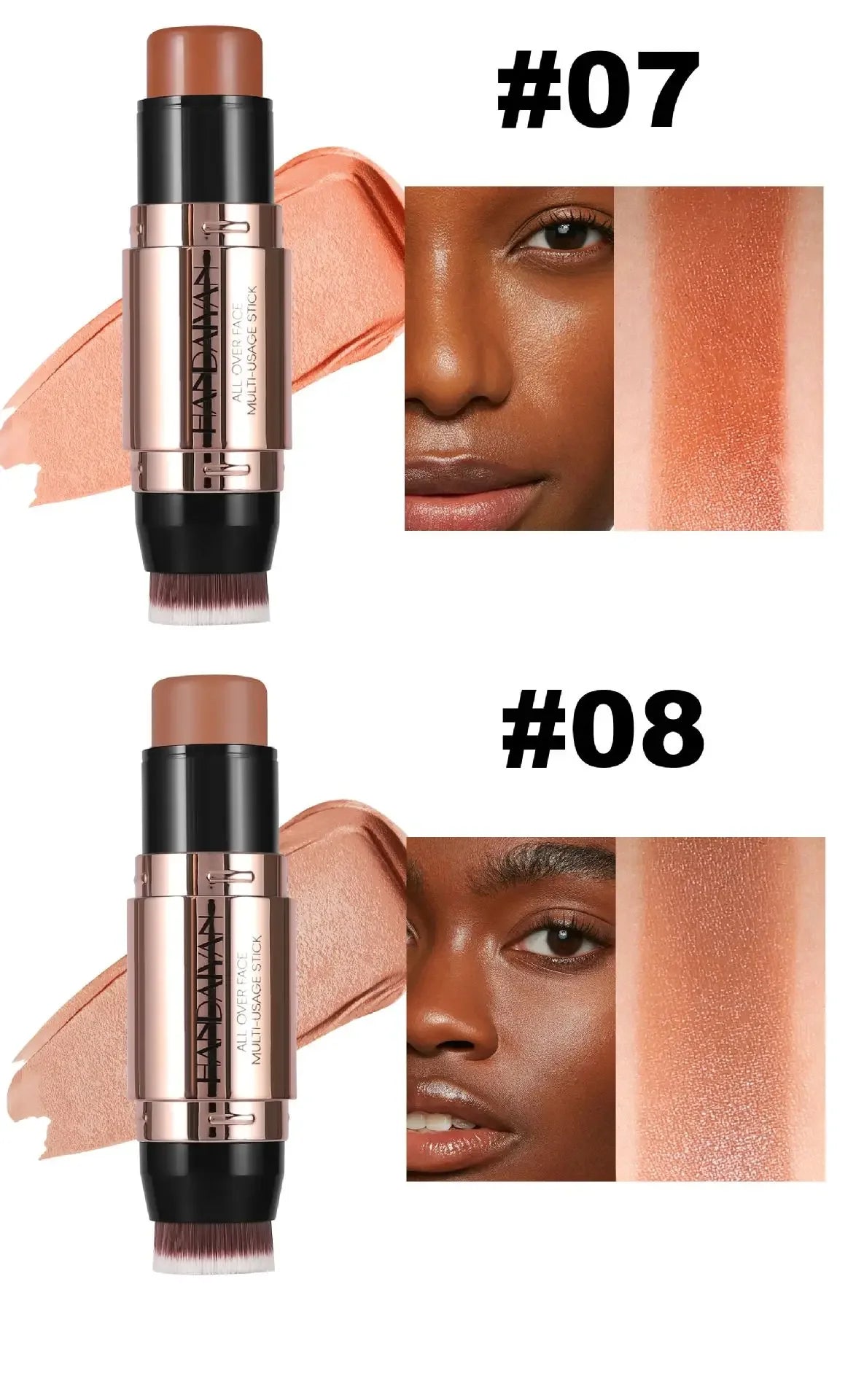 Double-head Face Bronzer Contour Stick Cream Makeup Light Dark Shadow Lasting Concealer Facial Brighten Contouring With Brush
