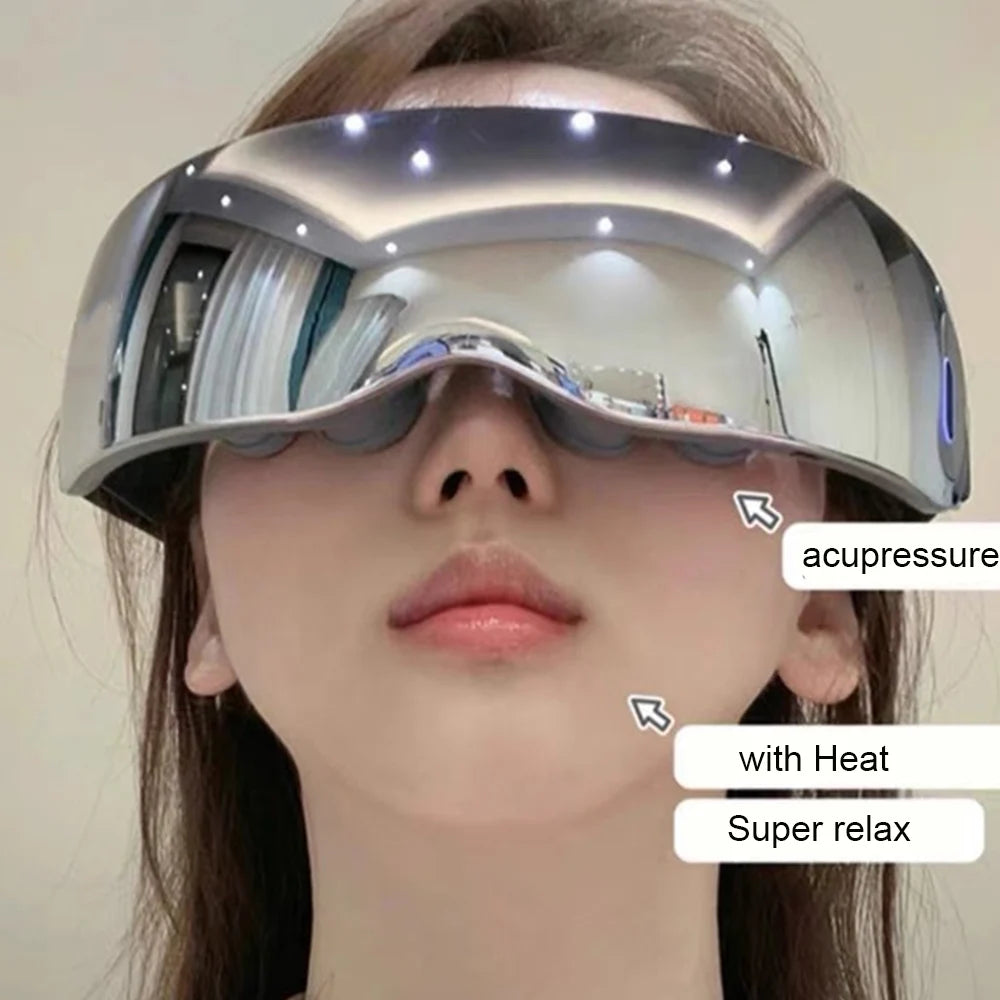 Super Relax Eye Massage Device Improve Sleeping Heating Vibration Eye Massager With 12 Massage Heads Fatigue Relieve Eye Care