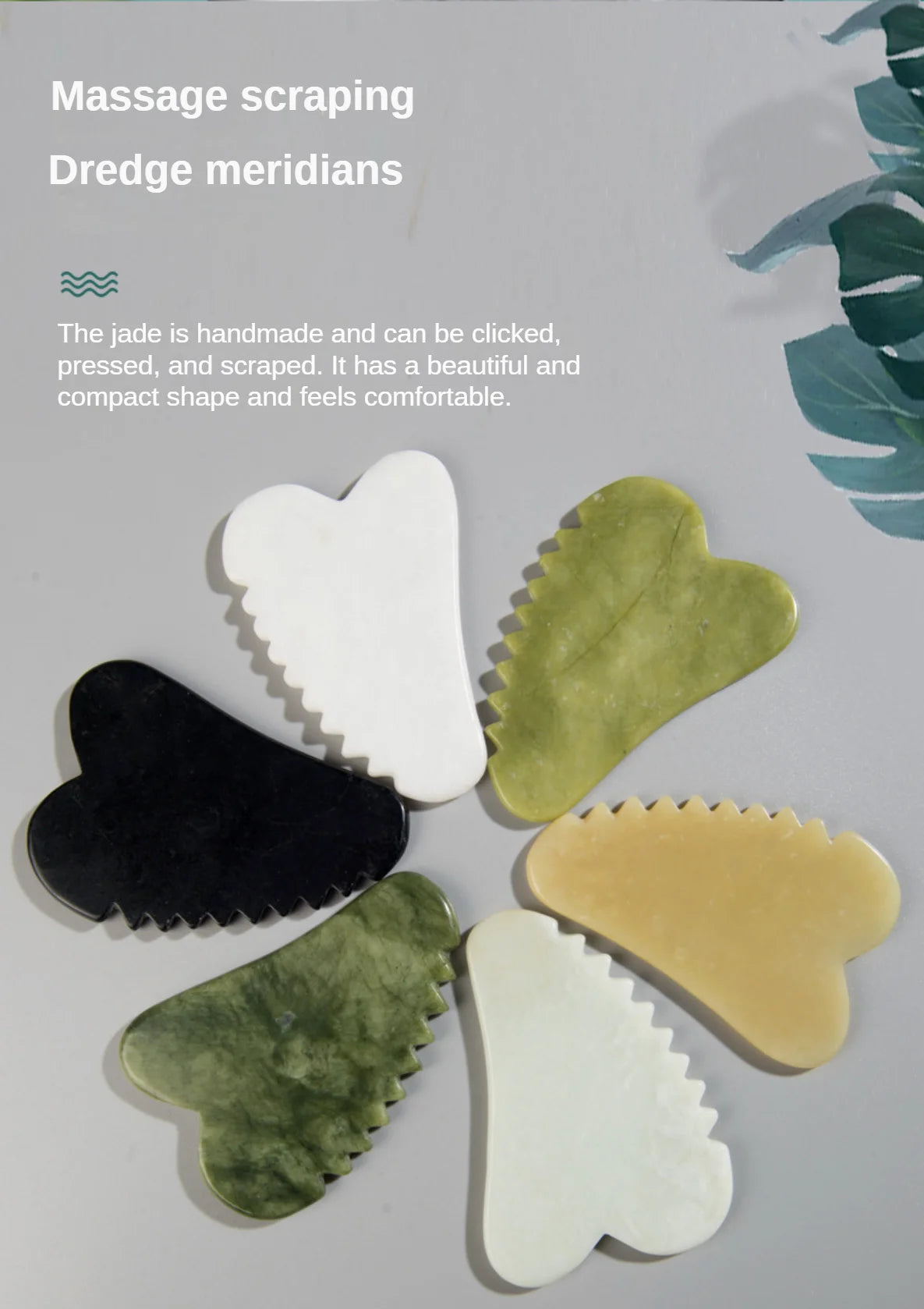 Natural Stone Jade Gouache Scraper Rose Quartz Facial Gua Sha Tools Neck Massager for Face Lifting Wrinkle Remover Beauty Health