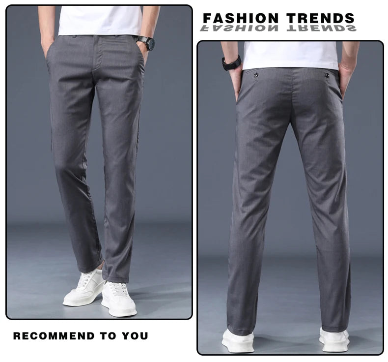Summer Modal Fabric Men's Thin Casual Pants Classic Business Fashion Regular Fit Stretch Soft Trousers Male Brand Clothes
