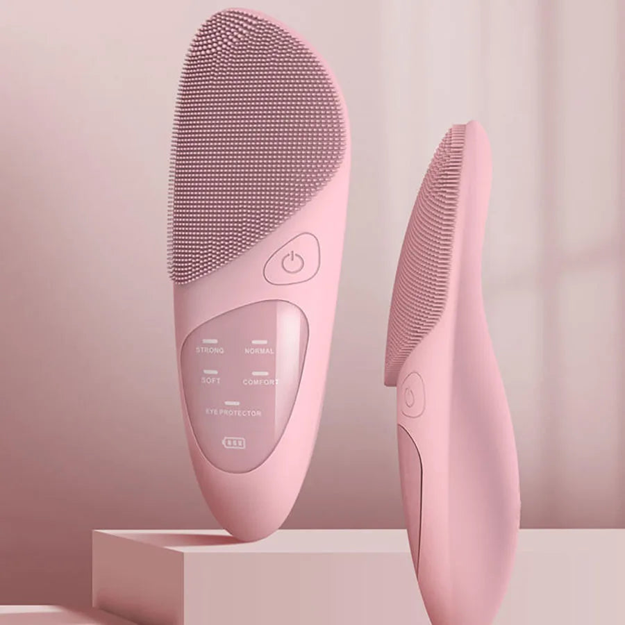 Facial Cleansing Brush with Hot Compress Eye Massager Waterproof Deep Pore Cleaning Ultrasonic Silicone 3 in 1