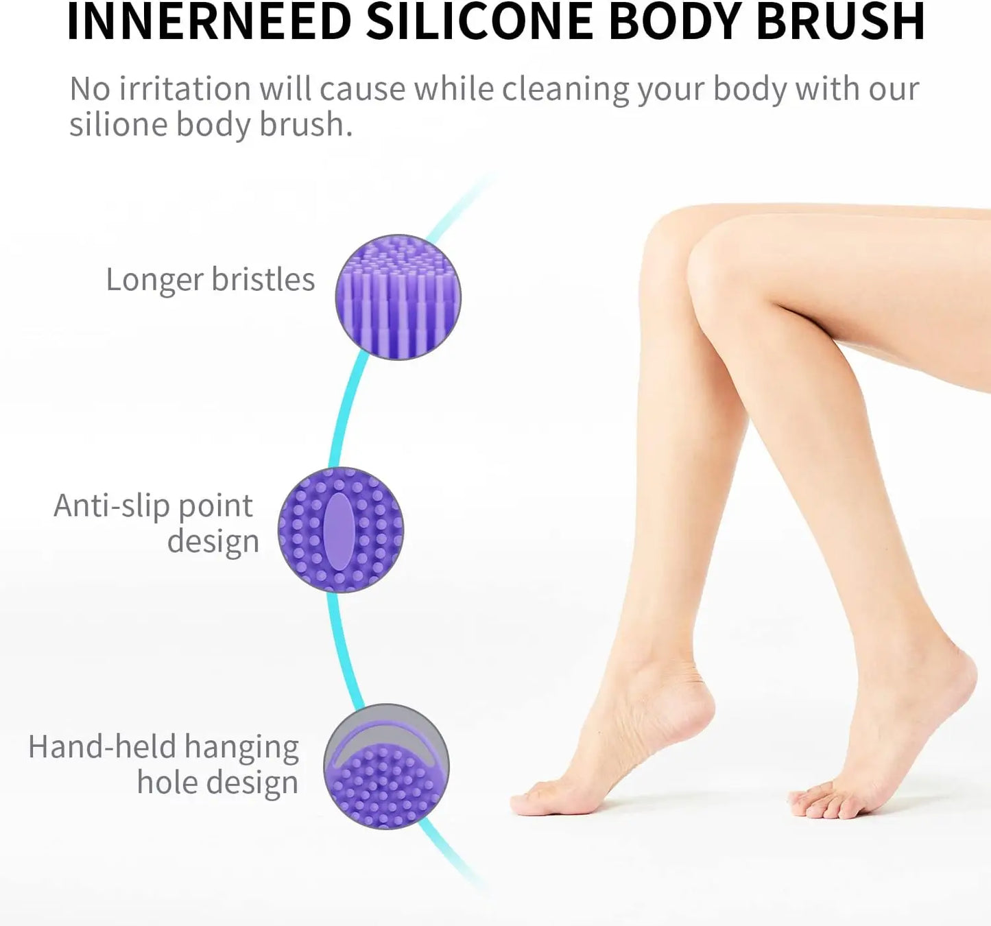 2 in 1 Soft Silicone Body Brush Wash Bath Shower Exfoliating Skin Fit For Baby Bath Shampoo Facial Massage Brush