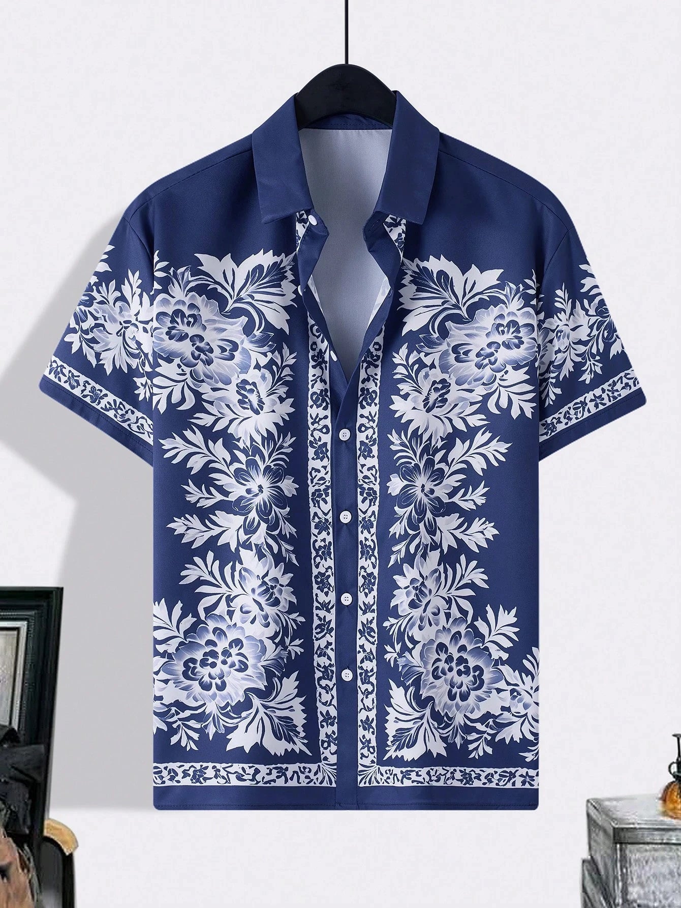 Men'S Summer Printed Vacation Shirt T-Shirt Loose Casual Button Cardigan Fashionable And Handsome Half Sleeved Men'S Top