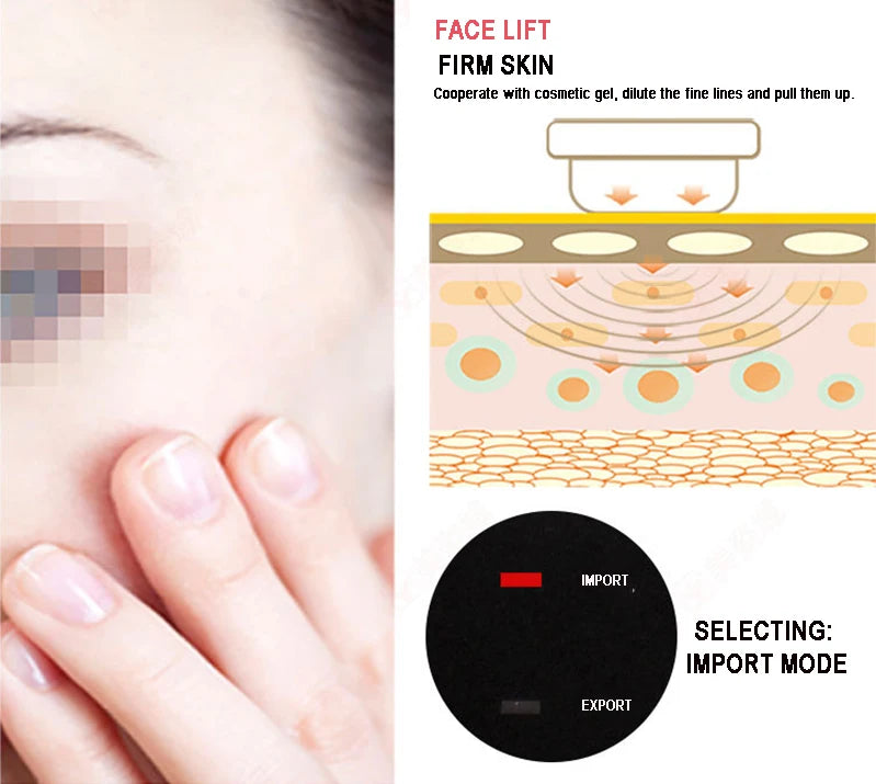 Ultrasonic Facial Massager Skin Care Face Lifting Cleaning Anti Aging Wrinkle Remove Ultrasound Face Body Massage Beauty Device