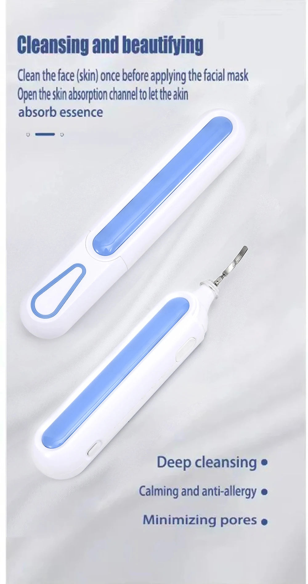 Portable Pore Cleansing Skin Scrubber Spatula Face Peeling Sonic Facial Ultrasonic Skin Scrubber Spatula Ultra Skin Scrubber