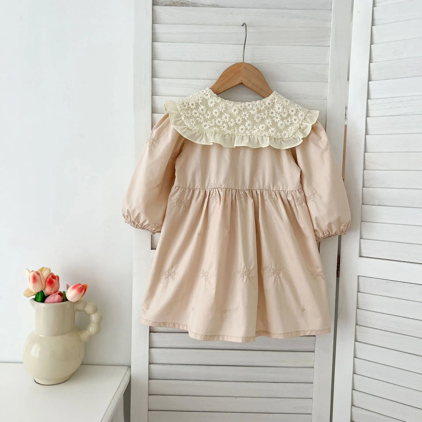 1-6Y Baby Girl Clothing Lace Autumn Casual Dresses Children Fashion Embroidery Sweet Princess Dress Long Sleeve Kids Party Dress