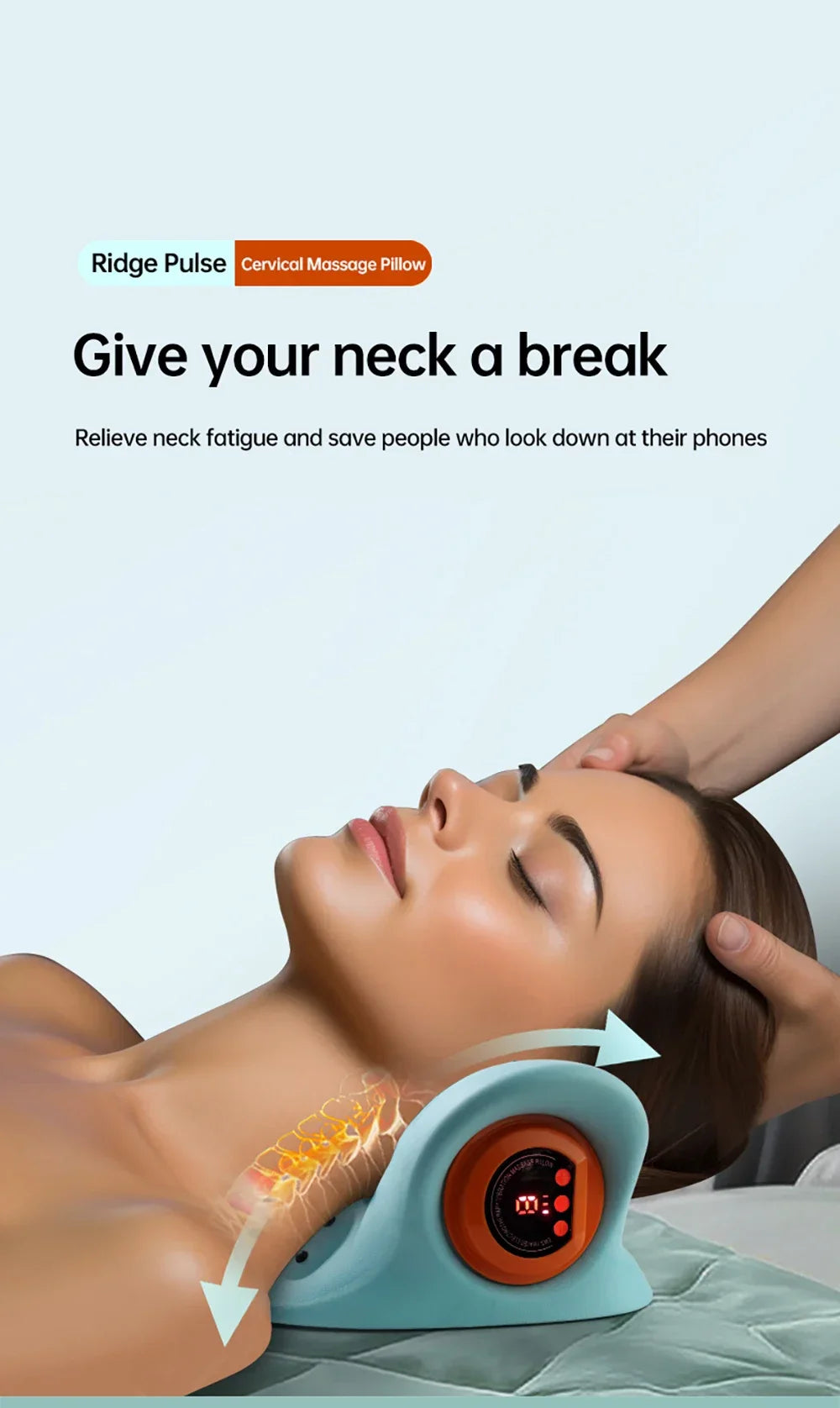 Cervical Neck Massager EMS Relax Heat Devices for Adult Cervical Repair Traction Electric Neck and Head Acupoint Massage Pillow