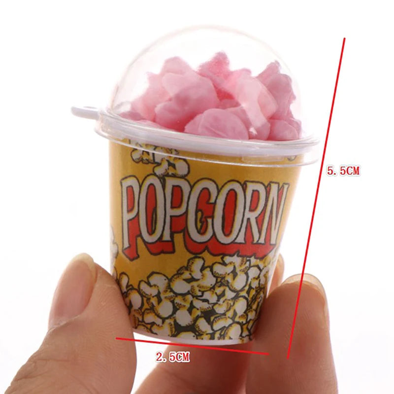 1/12 Scale Miniature Dollhouse Food Mini Popcorn Bucket for Doll House Kitchen Snack Shop Decor Kids Toys