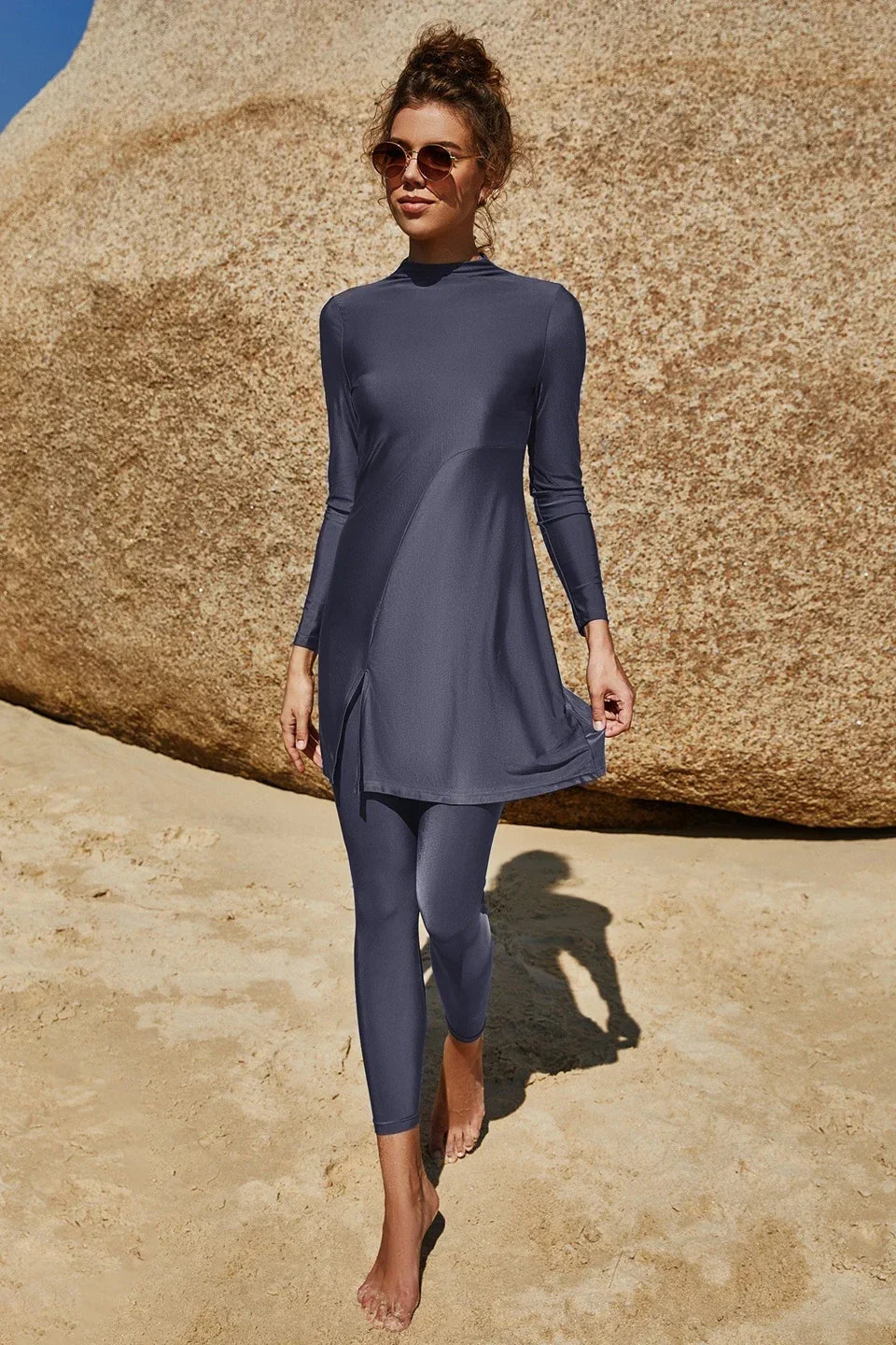 Burkini Muslim Swimwear 2023 Swimming Suit For Women Plain Modest Swimsuit Islamic Clothing Sets Fashion Abaya Long Dress Large